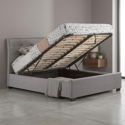 Chesterfield Design Tapizado Cama de matrimonio inglesa Cama doble Gris Camas 160/180x200