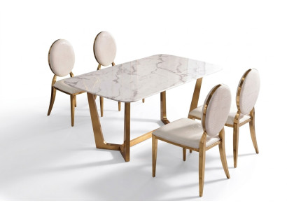 Mesa de comedor Moderna mesa Conjunto de comedor 4 sillas Set de 5 piezas.