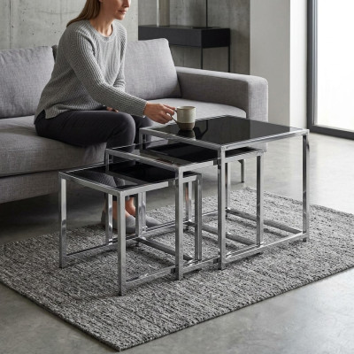 Establecer 3x mesa de centro mesa de café mesa auxiliar mesa de salón diseñador tablas