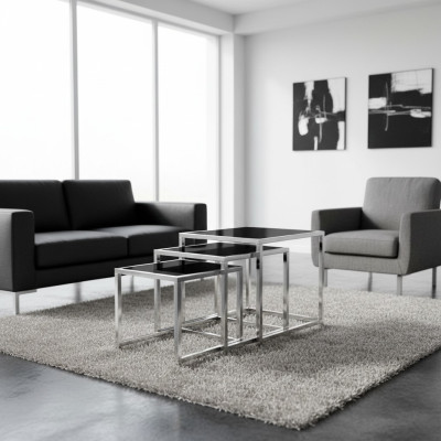 Establecer 3x mesa de centro mesa de café mesa auxiliar mesa de salón diseñador tablas