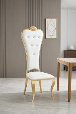 Silla Sillón Tapizado Madera Sillas clásicas Lujo Acero inoxidable Butaca