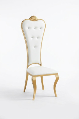 Silla Sillón Tapizado Madera Sillas clásicas Lujo Acero inoxidable Butaca