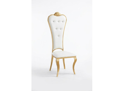 Silla Sillón Tapizado Madera Sillas clásicas Lujo Acero inoxidable Butaca