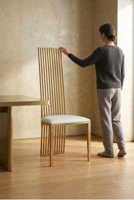 Silla de diseño de lujo Tapizado Sillas clásicas Sillón de acero inoxidable Sillas