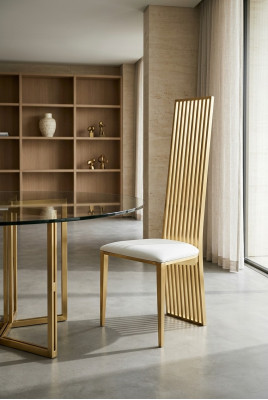 Silla de diseño de lujo Tapizado Sillas clásicas Sillón de acero inoxidable Sillas