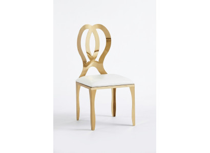 Silla de diseño de comedor con asiento tapizado de acero inoxidable sólido y tela.