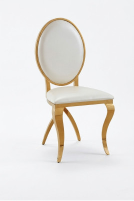 Lujo Silla de diseño de acero inoxidable de tela para el comedor con respaldo acolchado.
