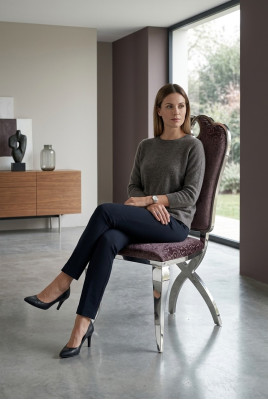 Silla tapizada de lujo para comedor, sillon con respaldo de diseño en tela de cuero artificial.
