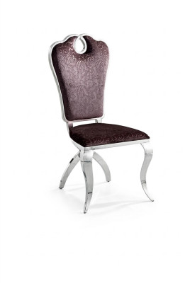 Silla tapizada de lujo para comedor, sillon con respaldo de diseño en tela de cuero artificial.