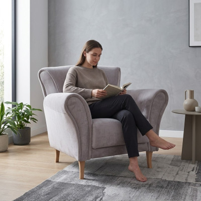 Silla de terciopelo lila sillón salón de relajación suave sala de estar sofá de televisión sofá.