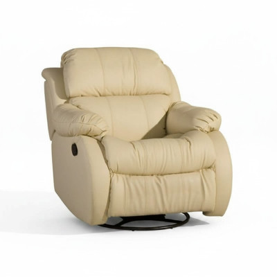 Sillón Giratorio Genuino Beige Asiento Salón de TV Club Sillón Individual Muebles Tapizados Nuevos