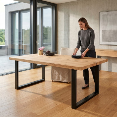 Patas de metal Mesa Madera natural Nueva Clásico corredera Sombra Loft 180x90