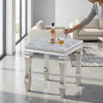 Mesa auxiliar Mesas de acero inoxidable Mesas auxiliares Muebles de lujo para la sala de estar Mesa