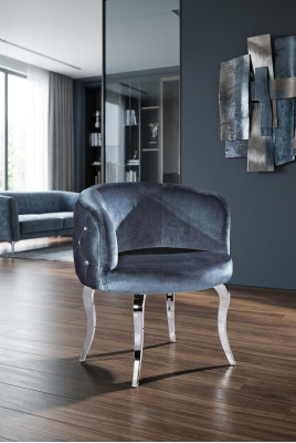 Silla de diseño de comedor de tela de acero inoxidable sillón asiento de salón