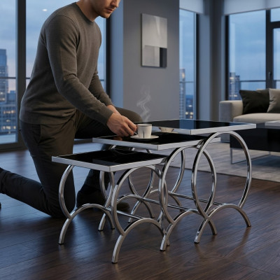 Mesa de centro mesas de diseño mesa auxiliar de acero inoxidable moderno mesa mesas de centro nuevo