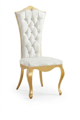 Silla de lujo de diseño de acero inoxidable blanco para comedor