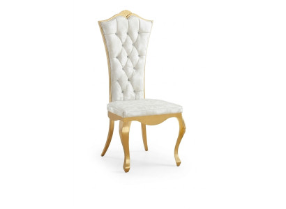 Silla de lujo de diseño de acero inoxidable blanco para comedor