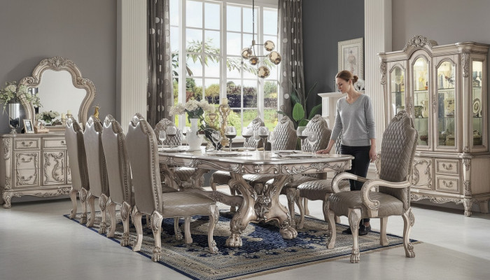 Grupo de sillas de madera 10x Juego de sillas de comedor Sillas tapizadas Sillón Silla Barroca