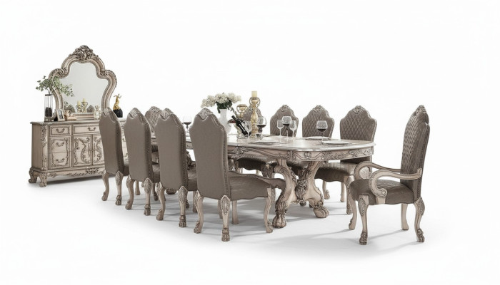 Grupo de sillas de madera 10x Juego de sillas de comedor Sillas tapizadas Sillón Silla Barroca