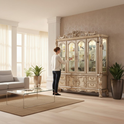 diseño clásico Vitrina Armario de cristal Vitrina Mostrador estante barroco