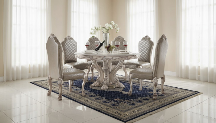 Conjunto de sillas de comedor, 6 sillas sin reposabrazos, sillas de lujo estilo barroco.