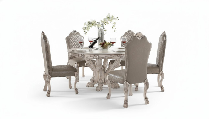 Conjunto de sillas de comedor, 6 sillas sin reposabrazos, sillas de lujo estilo barroco.