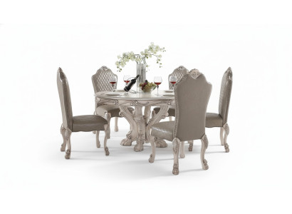 Conjunto de sillas de comedor, 6 sillas sin reposabrazos, sillas de lujo estilo barroco.