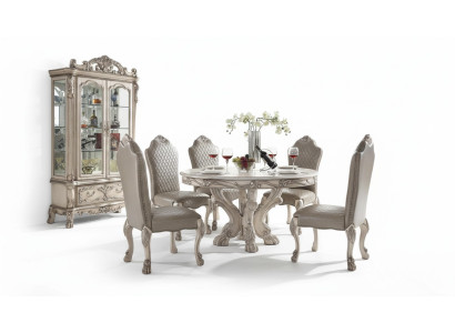 Juego de mesa Mantel Mesa comedor 6 sillas Estilo de lujo Muebles Grupo de 8 piezas con vitrina