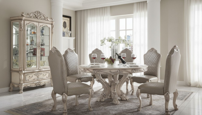 Juego de comedor, grupo de comedor de madera mesa mesas Set completo de 7 piezas Mesa de comedor 6 sillas