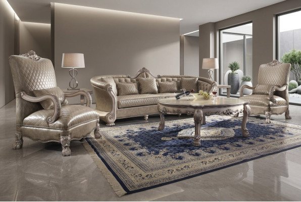 Sofá acolchado mesa de café de madera 4 piezas muebles de lujo conjunto de sofá sofás conjunto