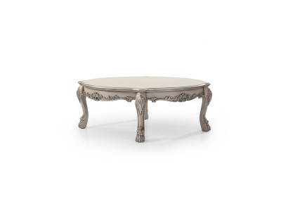 Madera Muebles italianos Estilo clásico Lujo Beige Mesa de centro Sala de estar Redonda
