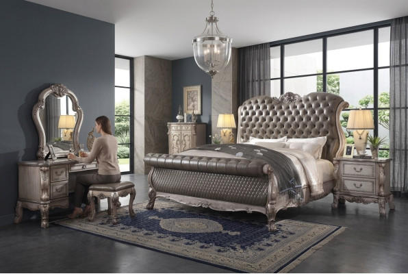 Dormitorio de 6 piezas de diseño. Juego completo de dormitorio con cama, mesita de noche y cómoda. Nuevo.