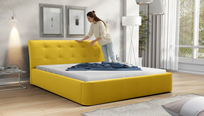 Estructura clásica de cama Cama tapizada Hotel de cuero textil Camas tela 180x200cm