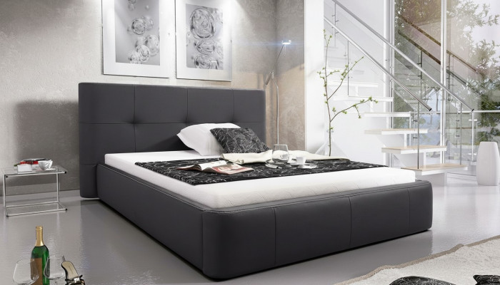 Cama Acolchada de Diseño de Lujo, Cama Doble de Hotel, Moderna Habitación de Dormir en Cuero