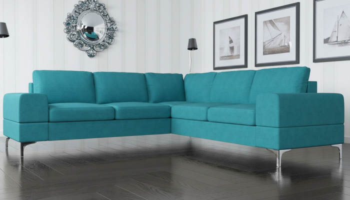 Sofá de esquina de tela para sala de estar diseño moderno en forma de L turquesa muebles de lujo sofás.