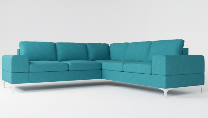 Sofá de esquina de tela para sala de estar diseño moderno en forma de L turquesa muebles de lujo sofás.
