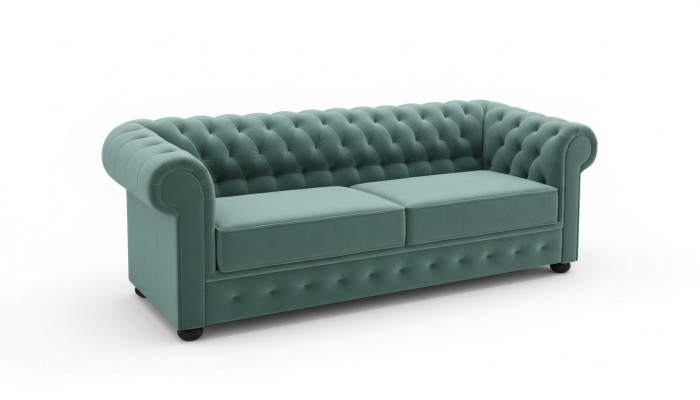 Sofá de diseño sofá de tres plazas tapizado en cuero, sofás grandes de textil Chesterfield