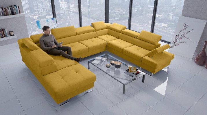 Muebles de salón sofá esquinero sofá textil cuero tapicería asiento esquina sofá forma de U sofás