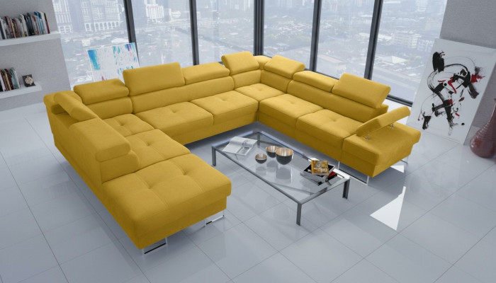 Muebles de salón sofá esquinero sofá textil cuero tapicería asiento esquina sofá forma de U sofás