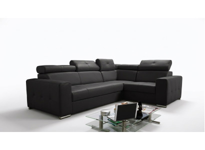 Sofá esquinero Tapizado Salón Cuero Forma de L Nuevo Moderno Negro Diseño Sofás