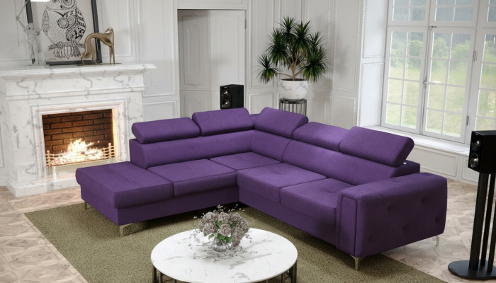 Diseño de sofá esquinero en forma de L con acolchado de lujo para sala de estar estilo suave, nuevo.