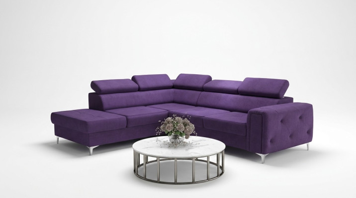 Diseño de sofá esquinero en forma de L con acolchado de lujo para sala de estar estilo suave, nuevo.