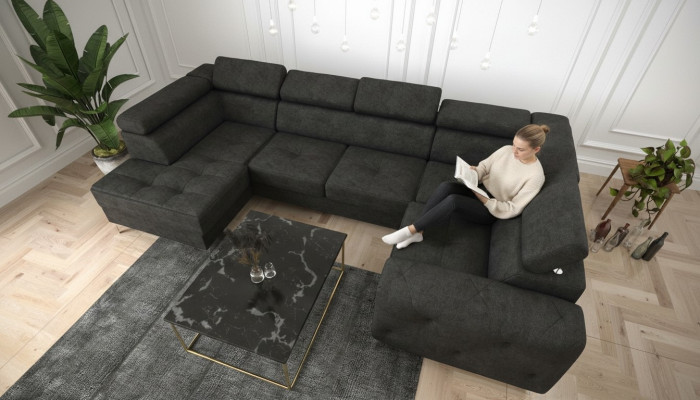 Conjunto de salón Sofá Diván Acolchado Esquina Textil Cuero artificial Sofá de esquina elegante en forma de U