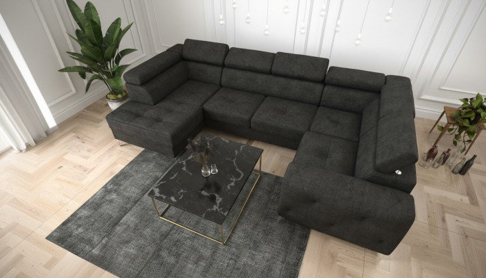 Conjunto de salón Sofá Diván Acolchado Esquina Textil Cuero artificial Sofá de esquina elegante en forma de U