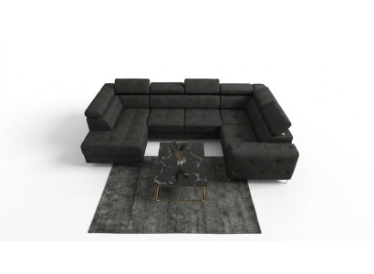 Conjunto de salón Sofá Diván Acolchado Esquina Textil Cuero artificial Sofá de esquina elegante en forma de U