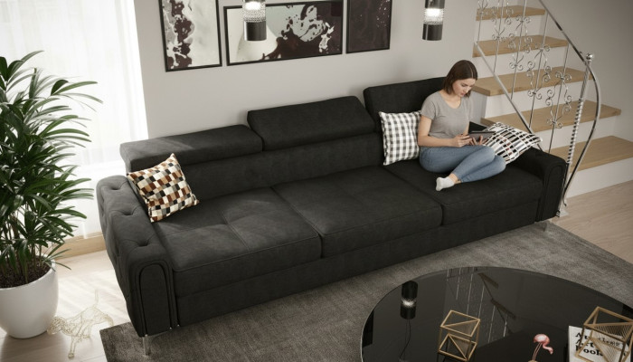 Sofá de 3 plazas textil y cuero Sofás Sofá tapizado Muebles de lujo moderno de tres plazas
