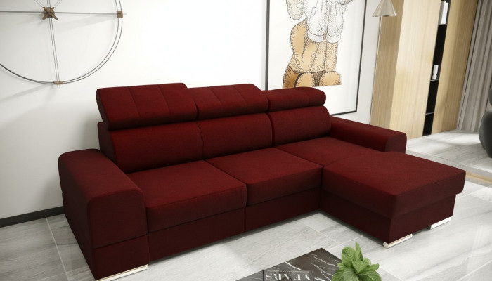 Sofá de esquina con función de cama en tejido para la sala de estar.