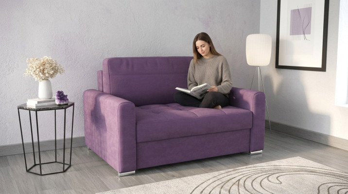 Sillón Relax de tela Lounge Club acolchado Diseño Sofá de 2 plazas de lujo Púrpura Nuevo