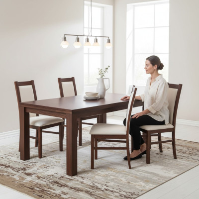 Juego de comedor Sillas de comedor K17 Juego de 4 sillas Asiento acolchado de madera auténtica