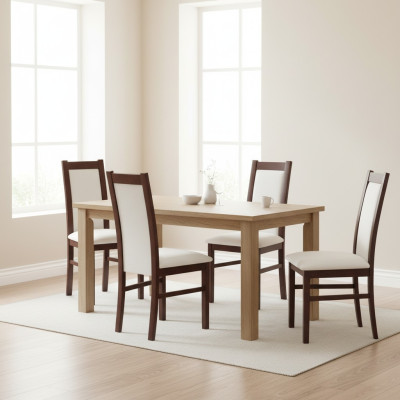 Juego de comedor Sillas de comedor K17 Juego de 4 sillas Asiento acolchado de madera auténtica